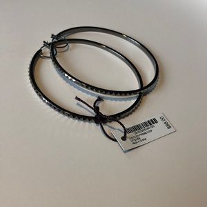 Dark Silver Pyramid Hoop Earrings